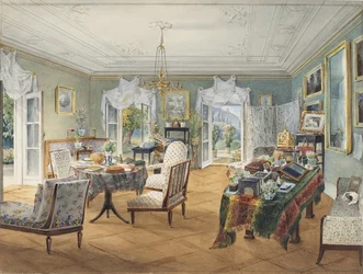 Ein Wohnzimmer, vielleicht in einer Landdatscha